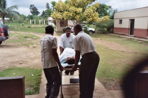 Leaving the clinic building going to the post-op building
