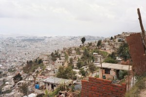 Looking at Quito from the mountainside