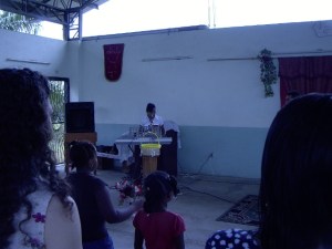 The pastor’s wife, who is also an ordained pastor, has a wonderful voice and sings and plays the keyboard.