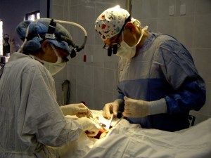 Jane and I working together to remove the thyroid.