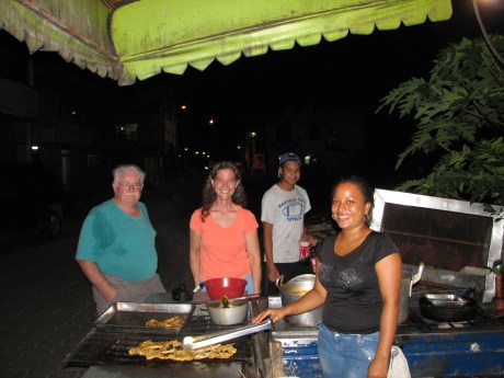 Our cook in her kitchen on the sidewalk.