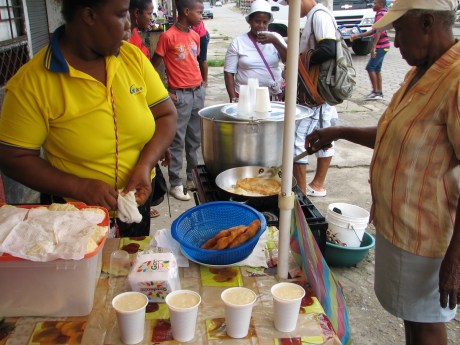 Cooking the tortilla.