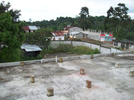 Looking from top of clinic building down on the roof of the addition.